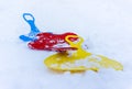 Three sleds on snow Royalty Free Stock Photo