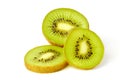 Three Sliced Kiwi Fruits On White Background