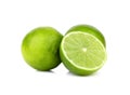 Three sliced limes isolated on a white background Royalty Free Stock Photo