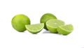 Three sliced limes isolated on a white background Royalty Free Stock Photo