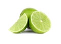 Three sliced limes isolated on a white background Royalty Free Stock Photo