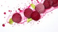 three slices of beets sit on the top of red juice Royalty Free Stock Photo