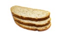 Three slices of bread isolated on a white background Royalty Free Stock Photo