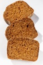 Three slices of bread on white background close up Royalty Free Stock Photo