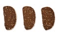 Slices of Dark Bread Arranged on a White Background Showcasing Texture and Seeds Royalty Free Stock Photo