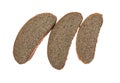 Three slices of dark bread Royalty Free Stock Photo