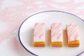 Three slices of english angel cake slices