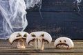 Three slices of Halloween champignons Royalty Free Stock Photo