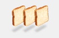 Three slices of light bread