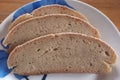 Three slices of mixed grain sourdough bread Royalty Free Stock Photo