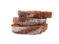 Three slices of rye bread isolated on white background Royalty Free Stock Photo