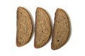 Three slices of rye bread isolated on white Royalty Free Stock Photo