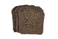 Three slices of rye bread in a row isolated on white background Royalty Free Stock Photo