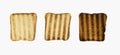 Three slices of toasted bread isolated on white background, top view. Toast bread Royalty Free Stock Photo