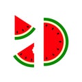 Cut watermelon, slices of watermelon on a white background flat