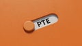 Three slide switch spelling with the letters PTE. Royalty Free Stock Photo