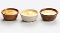 Photo of three small bowls filled with different types of sauce Royalty Free Stock Photo