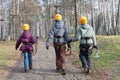 Three small climber go to the place of trial