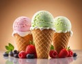 Three Small Cornet Ice Creams