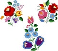 Three small flower bouquets pattern for embroidery Royalty Free Stock Photo