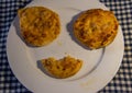 Three small pizzas on a plate Royalty Free Stock Photo