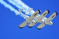 Three small stunt planes flying symmetricly above eachother15/07/2012 - Jesolo, Italy