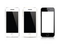 Three smart phone vector. Black and white smartphone isolations with realistic design.