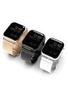 3 smart watches - Apple Watch 4, all colors, on white