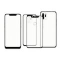 Three smartphone cases showcasing different design styles with transparent back panels Royalty Free Stock Photo