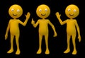 Three smiley 3d characters