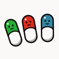 Three smiley pills