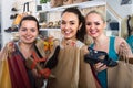 Three girls shopping together Royalty Free Stock Photo