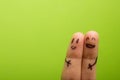 Three smiling fingers that are very happy to be Royalty Free Stock Photo