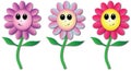 Three Smiling Flowers Cartoon