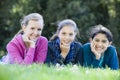 Three Smiling Tween Girls Royalty Free Stock Photo