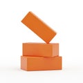 Stack of Three Orange Rectangular Building Blocks Balanced on a White Background toy blocks Royalty Free Stock Photo