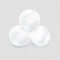 Three Snowballs Isolated On Transparent Background. Vector Illus