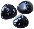 Three snowflake obsidian gemstones isolated Royalty Free Stock Photo