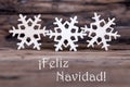 Three Snowflakes with Feliz Navidad