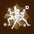 Three Soccer player team composition graphic vector Royalty Free Stock Photo