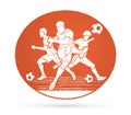 Three Soccer player team composition graphic vector Royalty Free Stock Photo