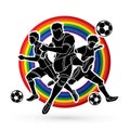 Three Soccer player team composition graphic vector Royalty Free Stock Photo