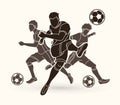 Three Soccer player team composition graphic vector Royalty Free Stock Photo