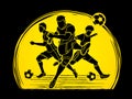 Three Soccer player team composition graphic vector Royalty Free Stock Photo