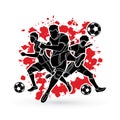 Three Soccer player team composition graphic vector Royalty Free Stock Photo