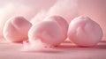 Three Soft Pink Spheres on a Pastel Pink Surface with Cloudy Sky Background Royalty Free Stock Photo
