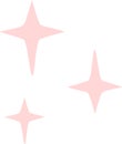 Three soft pink stars shining brightly against a clean white backdrop, creating a beautiful and elegant design that