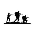 Three soldiers military silhouettes figures