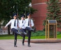 Three soldiers taking part in Changing of Honor Guard