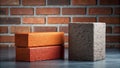 Three Solid Bricks A CloseUp View of Durable Construction Material for Diverse Building Projects